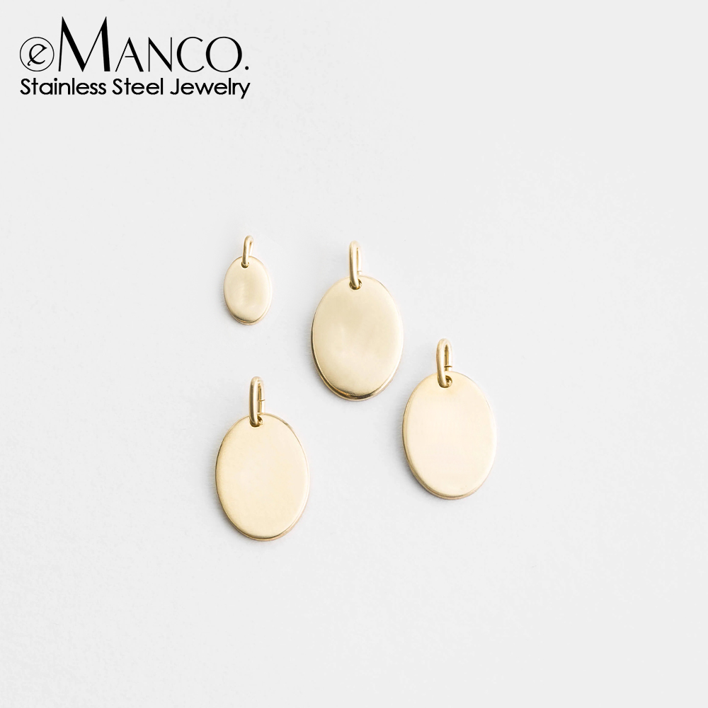 Women Accessories Outlet - EMANCO อุปกรณ์ตกแต่งรูปวงรีเรียบง่ายทำจากสแตนเลสขัดเงา สำหรับทำสร้อยคอ จี้ สร้อยข้อมือ DIY