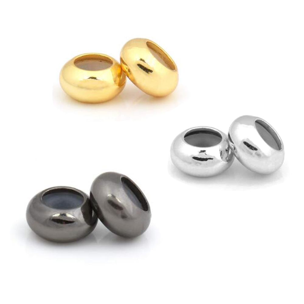 Women Accessories Pandora - 10 ชิ้น ลูกปัดสแตนเลสทรงกลมพร้อมยางด้านใน ใช้ได้กับสร้อยข้อมือ Pandora Charms