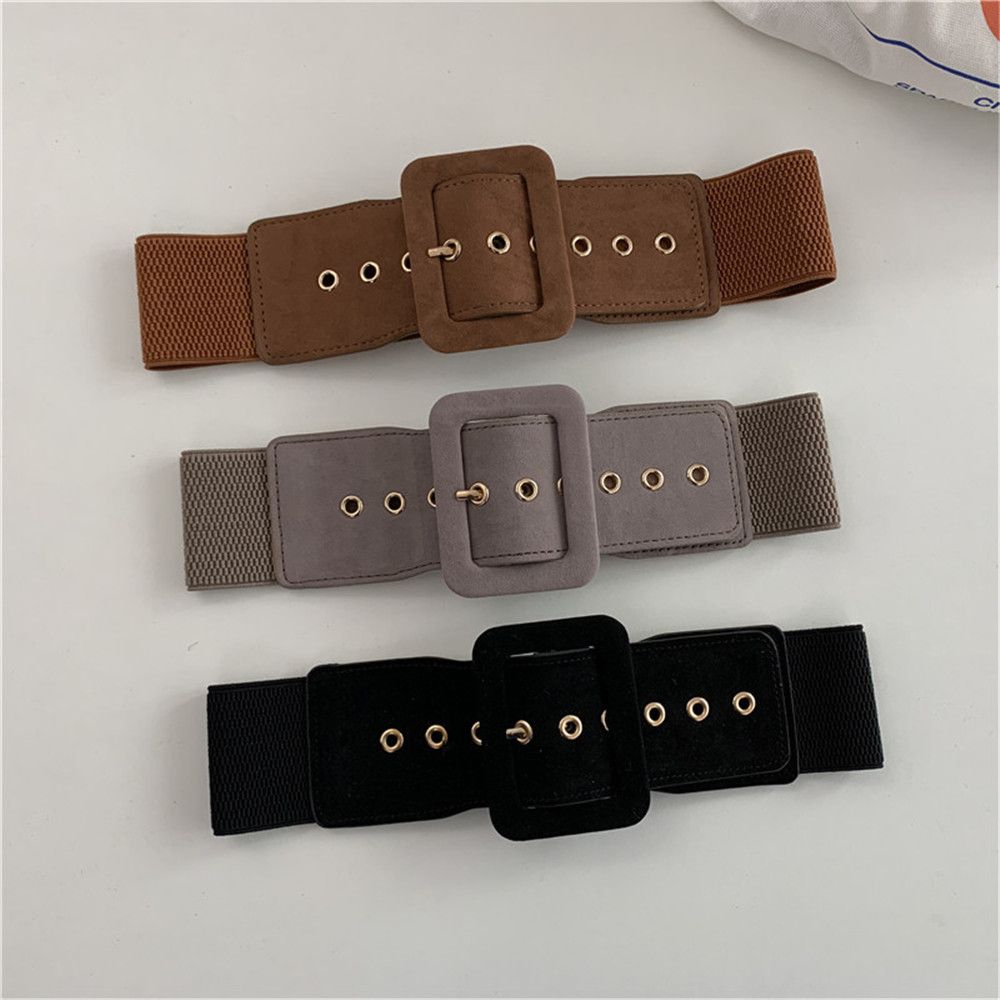 Women Accessories Description - เข็มขัดผู้หญิงแบบยืดได้ เข็มขัดเอวกว้าง หัวเข็มขัดโลหะ สายหนัง เครื่องประดับเสื้อผ้าผู้หญิง ชุดเดรส