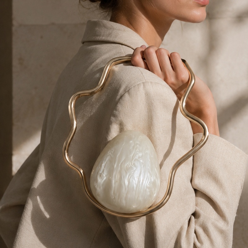 Women'S Accessories Purse - กระเป๋าคลัทช์อะคริลิคทรงไข่ขนาดเล็กสำหรับผู้หญิง กระเป๋าถือออกงานกลางคืนประดับมุกน่ารักพร้อมกรอบสีทองสำหรับงานแต่งงาน กระเป๋าถือหรูหราและกระเป๋าถือดีไซเนอร์