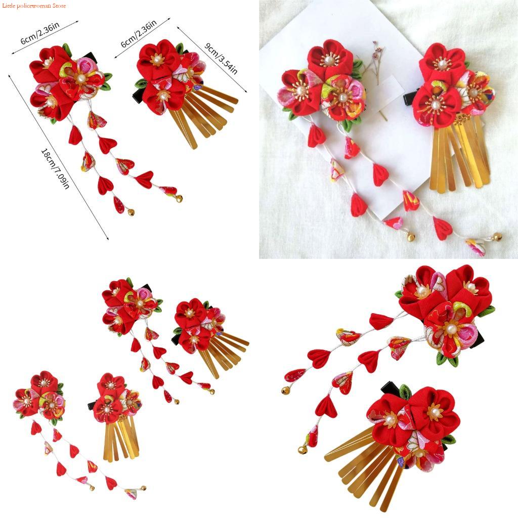 Women Accessories Description - F92D กิ๊บดอกไม้ผ้าสไตล์ญี่ปุ่นแบบดั้งเดิมชุดเครื่องประดับผมที่สะดวกสบาย