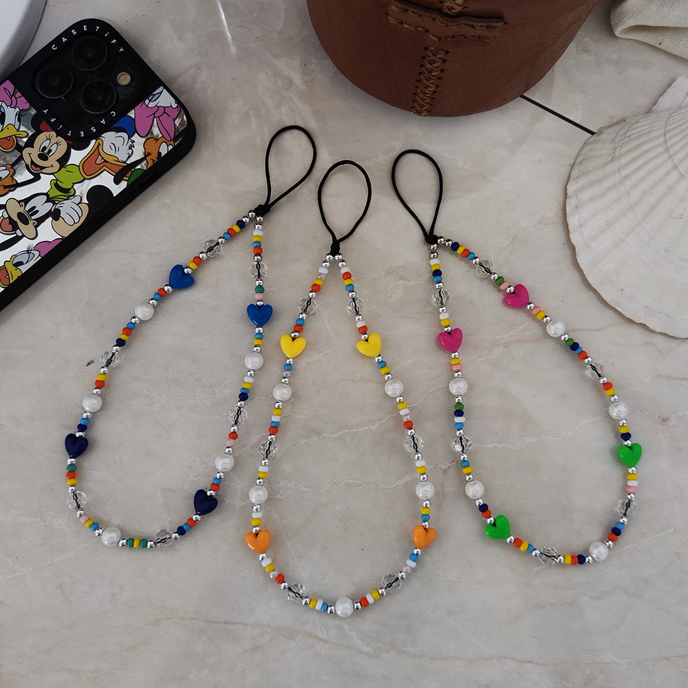 Women'S Y2K Accessories - Kkbead สายคล้องโทรศัพท์รูปหัวใจ, อุปกรณ์เสริม Y2K สายคล้องลูกปัดหลากสี gratis