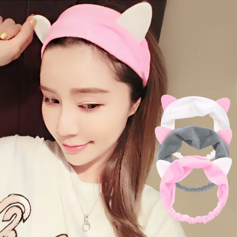 Women Accessories Online - หลายรูปแบบน่ารักยืดหยุ่นแมวหูHeadbandsสําหรับหญิงสาวแต่งหน้าล้างหน้าHeadbandทรงผมHeadwrapอุปกรณ์เสริมผม