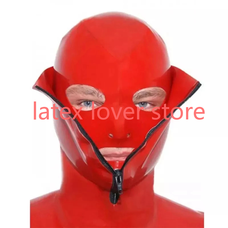 Women'S Red Accessories - เซ็กซี่สีแดง Latex หน้ากากยาง Hoods เครื่องราง Double