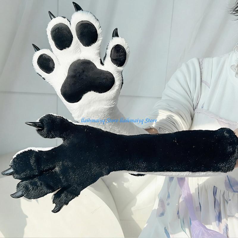 Women Accessories Description - 573B ตุ๊กตาสุนัขจิ้งจอกหมาป่า Claw ถุงมือ Plush Furry