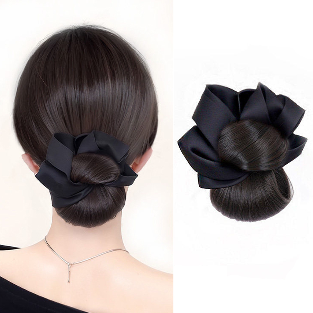 Women Accessories On Sale - ผมปลอมทรงบันหางม้าแบบสังเคราะห์ หนานุ่มเป็นธรรมชาติ พร้อมกิ๊บหนีบ สำหรับผู้หญิง วิกผมทรงบันแบบง่าย พร้อมถุงเก็บ