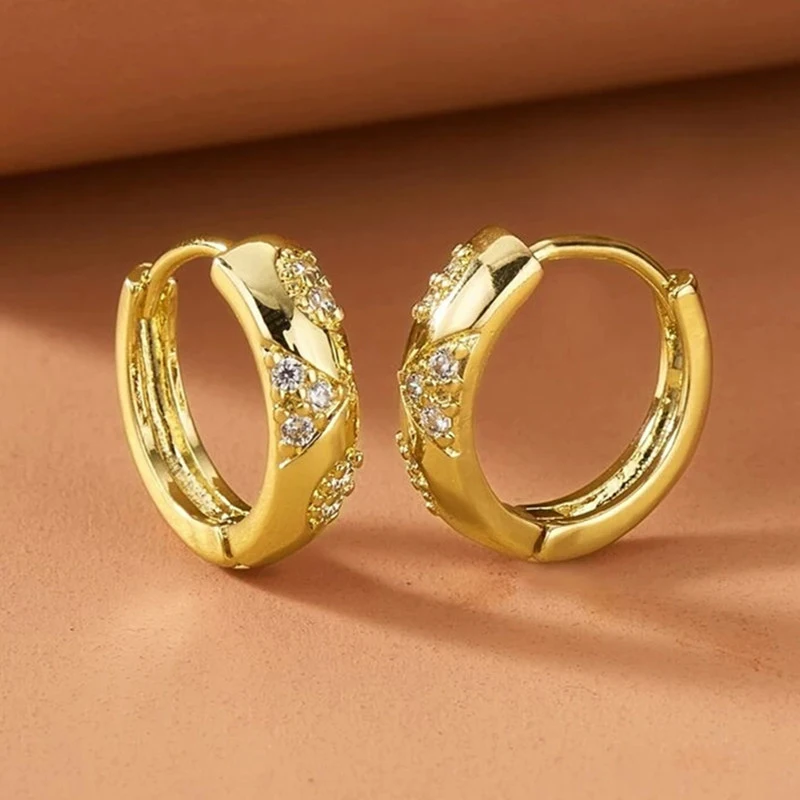 Huitan ต่างหูห่วงสีสีทองเก๋ไก๋ - Women'S Ear Accessories บทวิจารณ์และราคา