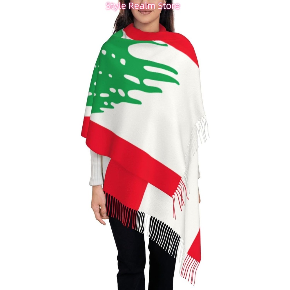 ธงชาติเลบานอนพิมพ์ผ้าพันคอโพลี - Women Accessories Lebanon บทวิจารณ์และราคา